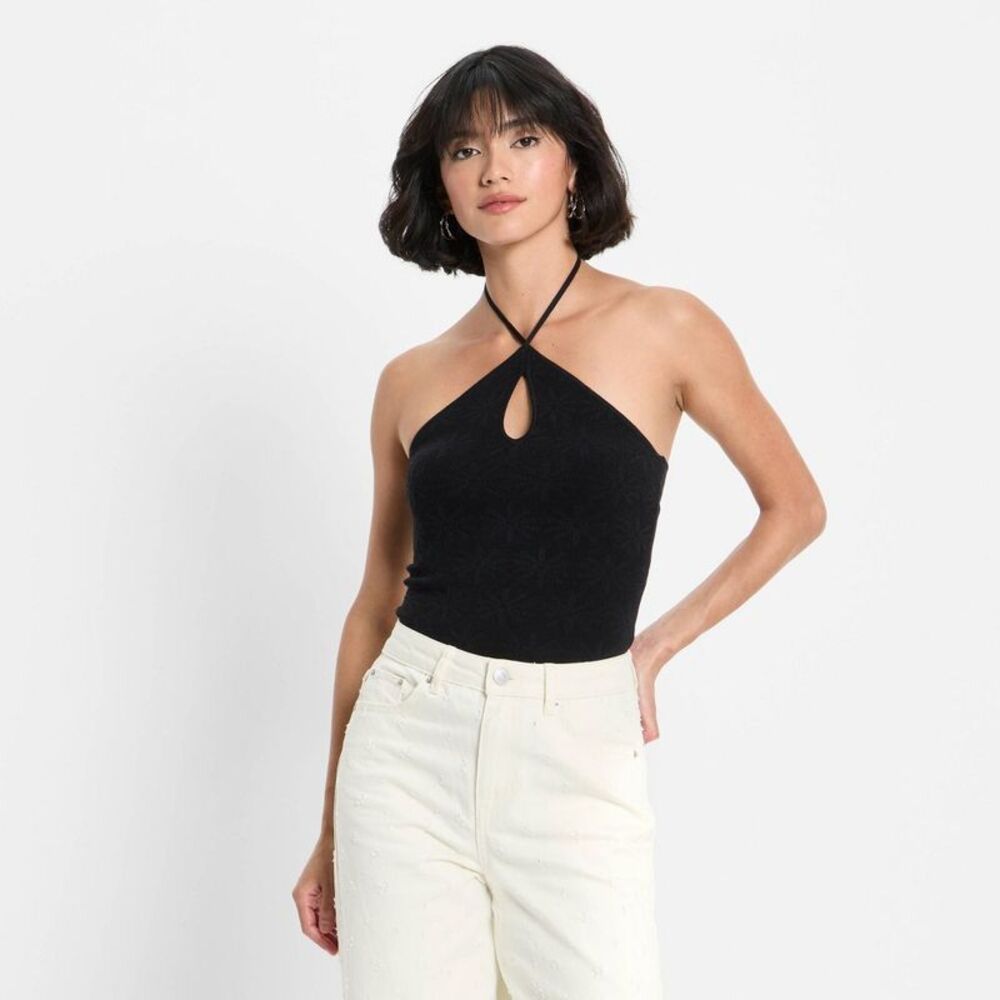 Future Collective - Women's Halter Sweater Bodysuit - Future Collectiv Black